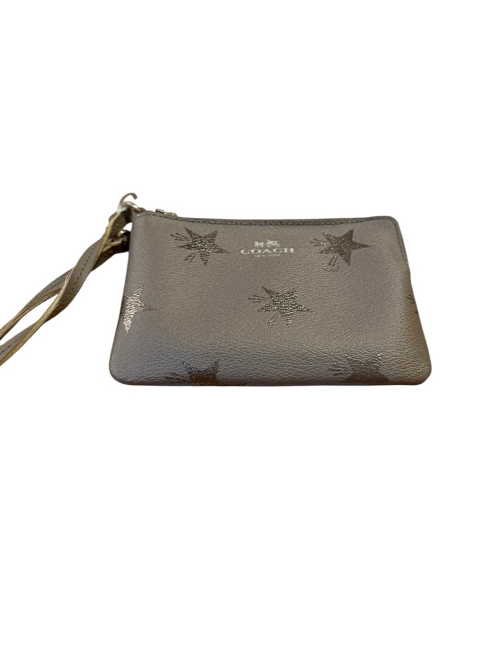 Coach Star Print Wristlet in Taupe with Metallic Stars - Picture 2 of 10